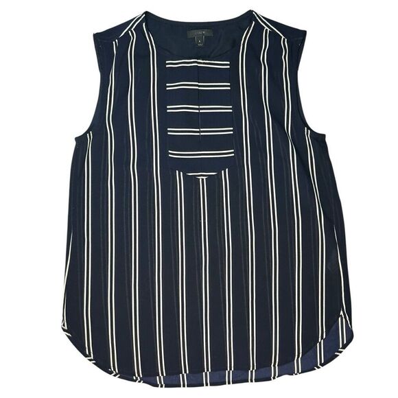 J. Crew Tops - J. Crew Drapey Keyhole Tomboy Tank Top Sheer Navy Blue with White Stripe Size 6
